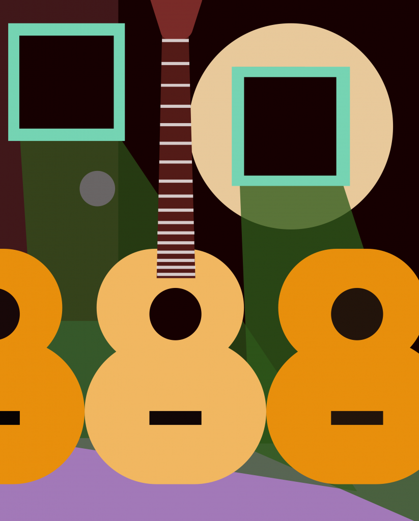 Guitars of various colours 