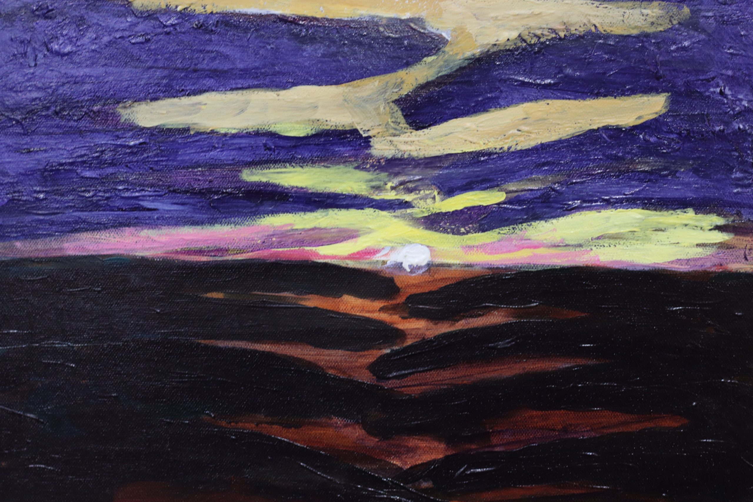 Painting of sunset in an expressionistic style