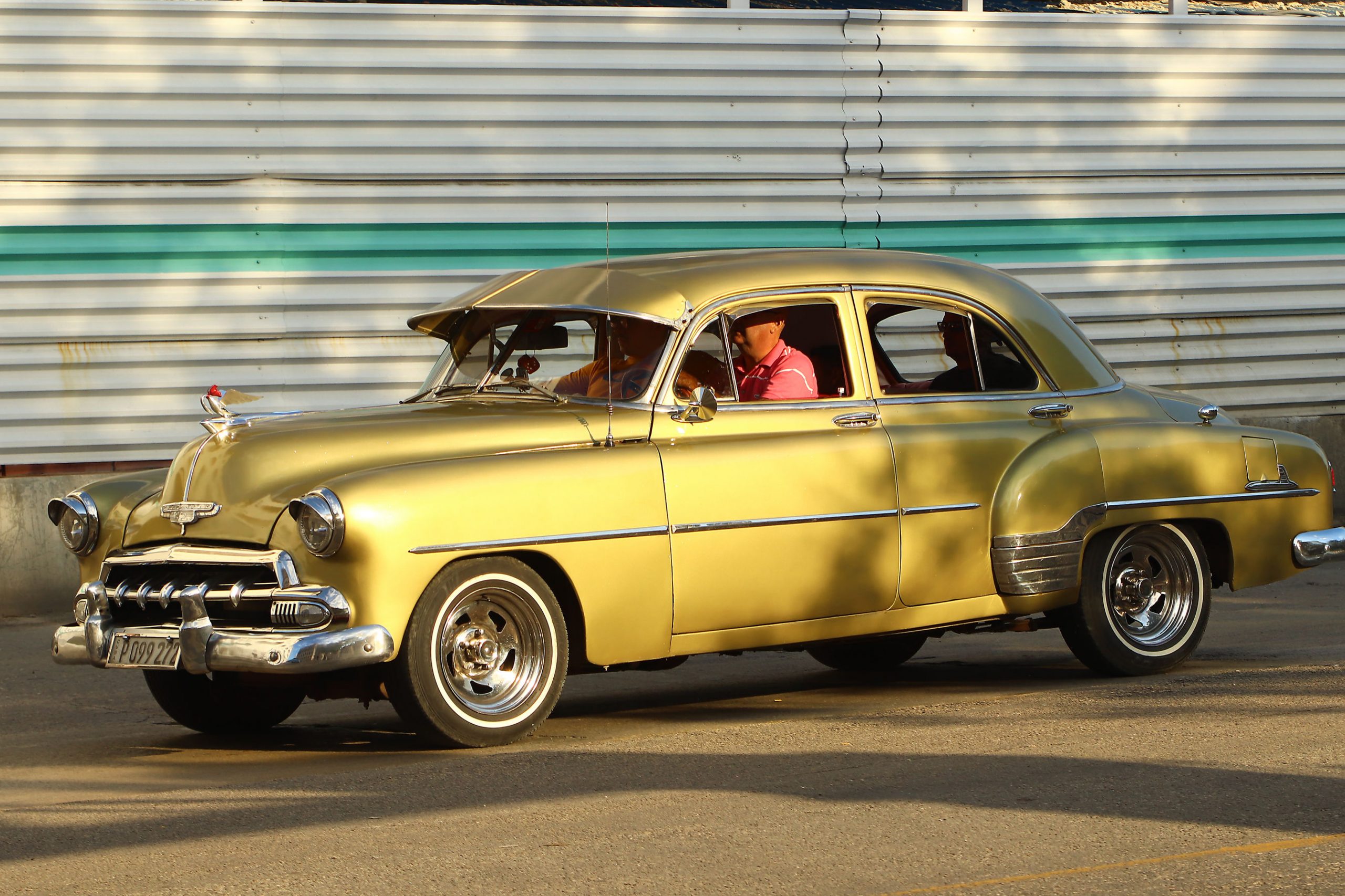 Golden Vehicle on the streets of Havana, Cuba